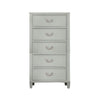 Roly Tall Dresser Chest 5 Drawers Chrome Hanging Handles Gray Wood BM332581