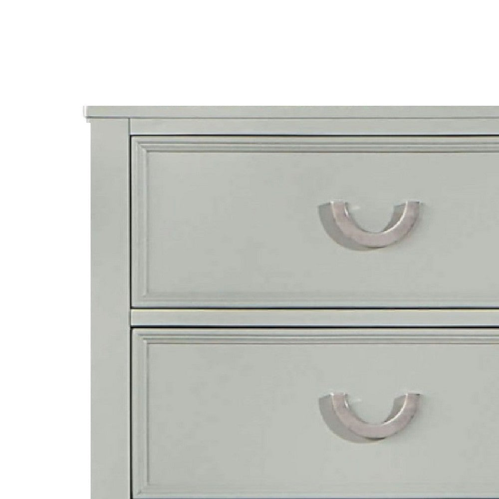 Roly Tall Dresser Chest 5 Drawers Chrome Hanging Handles Gray Wood BM332581