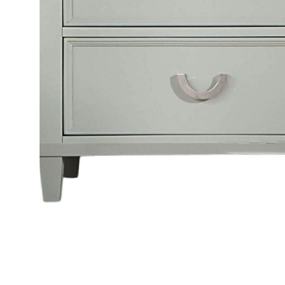 Roly Tall Dresser Chest 5 Drawers Chrome Hanging Handles Gray Wood BM332581