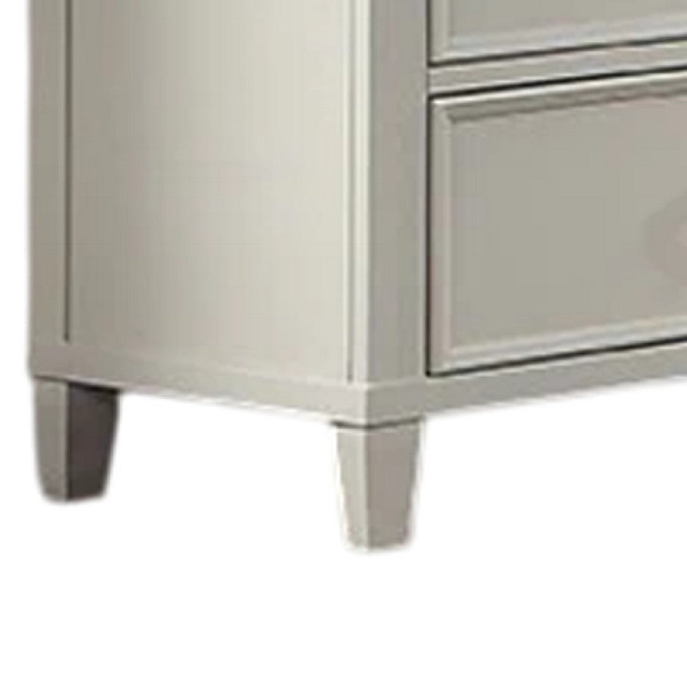 Roly Wide Dresser with 6 Drawers Chrome Hanging Handles Gray Wood BM332582