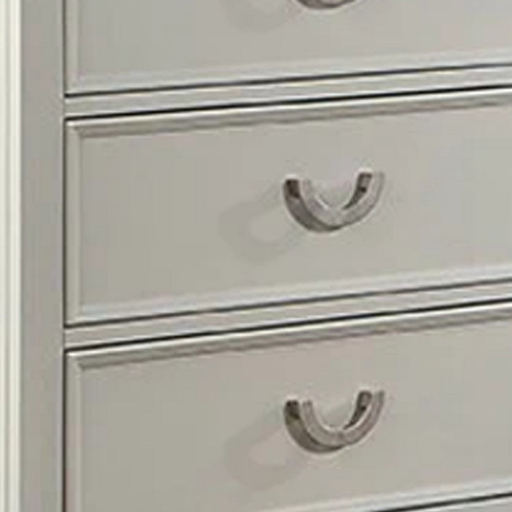 Roly Wide Dresser with 6 Drawers Chrome Hanging Handles Gray Wood BM332582
