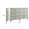 Roly Wide Dresser with 6 Drawers Chrome Hanging Handles Gray Wood BM332582