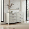 Roly Wide Dresser with 6 Drawers, Chrome Hanging Handles, Gray Wood