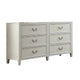 Roly Wide Dresser with 6 Drawers, Chrome Hanging Handles, Gray Wood