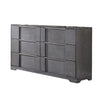 Levice Wide Dresser 6 Drawers Nickel Finger Handles Gray Wood BM332588