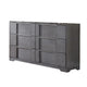 Levice Wide Dresser 6 Drawers Nickel Finger Handles Gray Wood BM332588