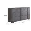 Levice Wide Dresser 6 Drawers Nickel Finger Handles Gray Wood BM332588