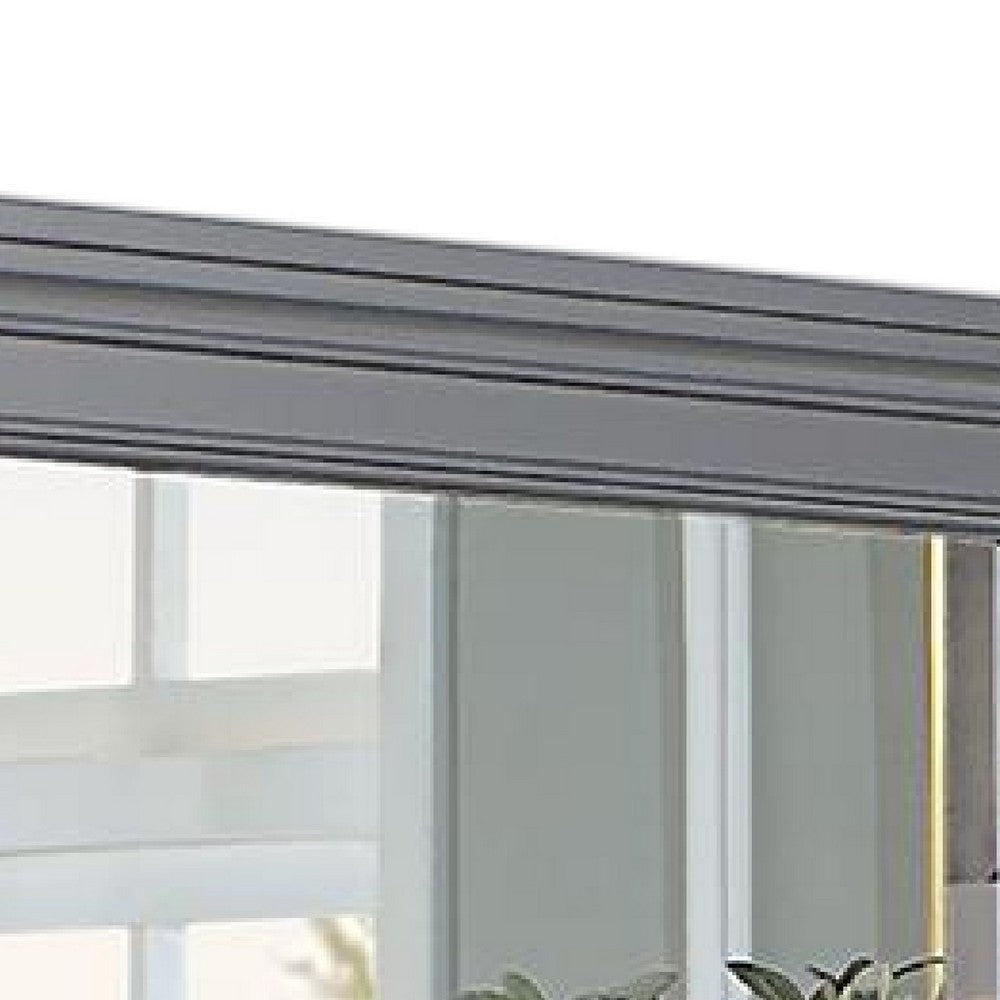 Lile Dresser Mirror w Crown Molding Frame 42 Inch Gray Solid Wood BM332592