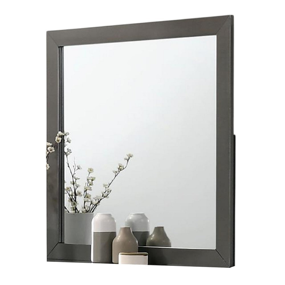 Aliso Dresser Mirror Modern Metallic Gray Solid Wood Frame 38 Inch BM332594