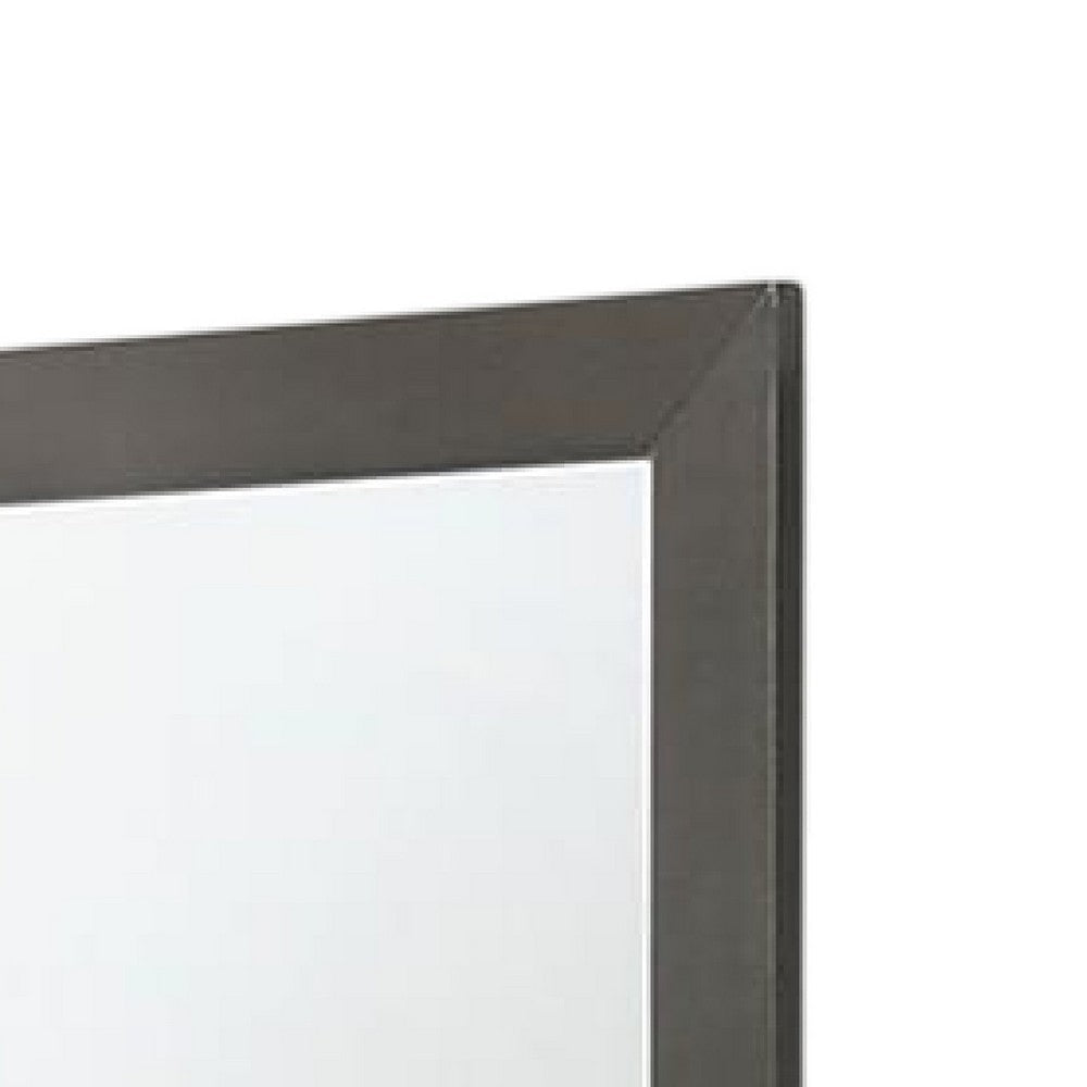 Aliso Dresser Mirror Modern Metallic Gray Solid Wood Frame 38 Inch BM332594