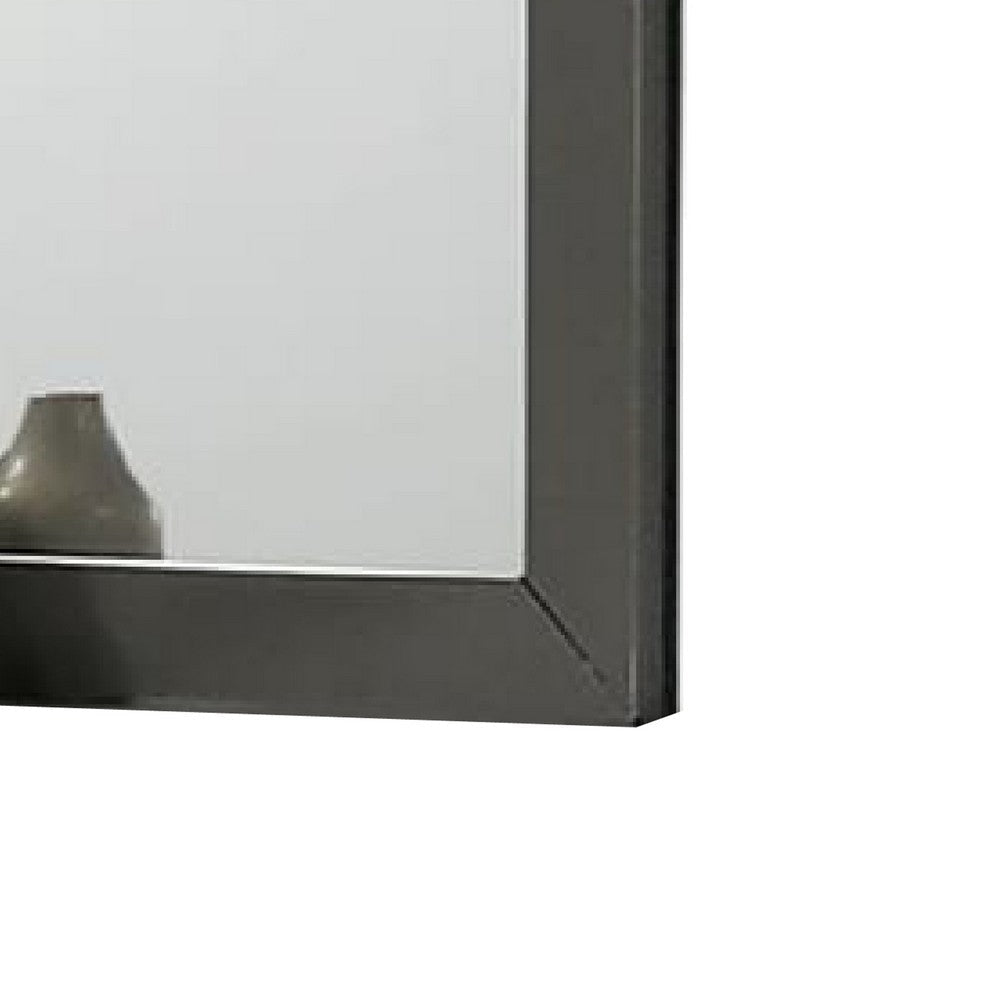 Aliso Dresser Mirror Modern Metallic Gray Solid Wood Frame 38 Inch BM332594