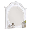 Aleci Dresser Mirror, 42 Inch Carved Frame, Classic White Solid Wood
