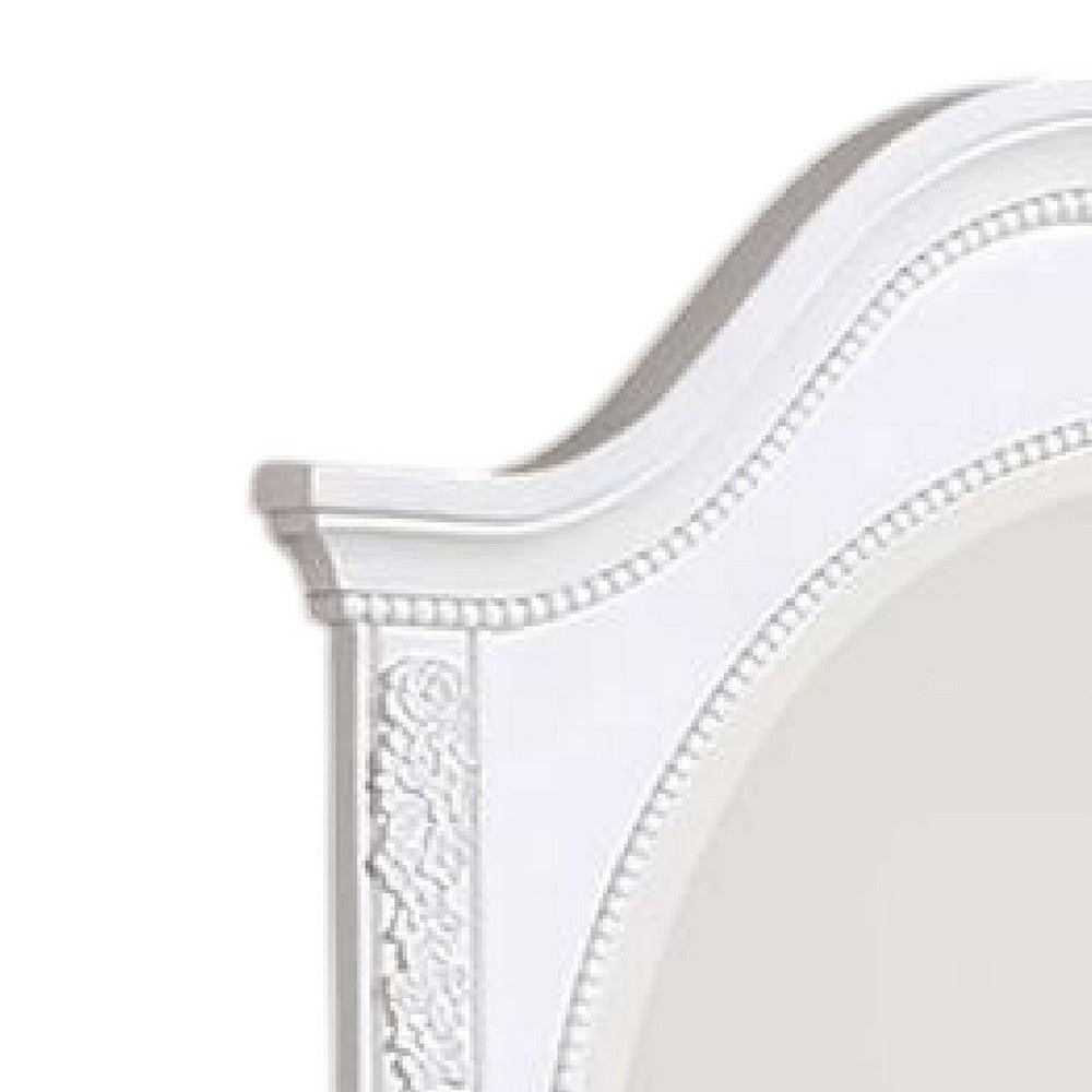 Aleci Dresser Mirror 42 Inch Carved Frame Classic White Solid Wood BM332597