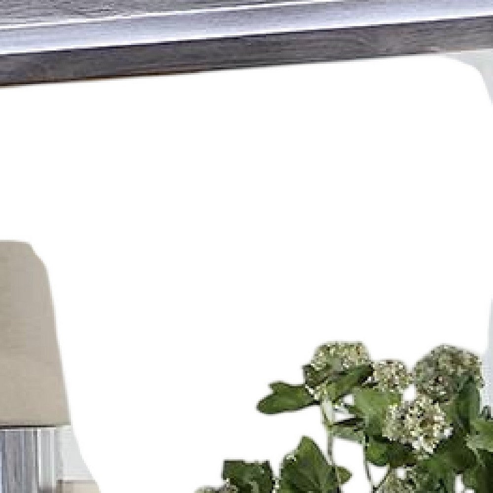 Reno Dresser Mirror White LED Lights 46 Inch Gray Solid Wood Frame BM332599