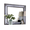 Reno Dresser Mirror, White LED Lights, 46 Inch Gray Solid Wood Frame