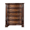 Prio Tall Dresser Chest, 5 Drawers, Classic Wood Carved, Cherry Brown