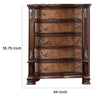 Prio Tall Dresser Chest 5 Drawers Classic Wood Carved Cherry Brown BM332600