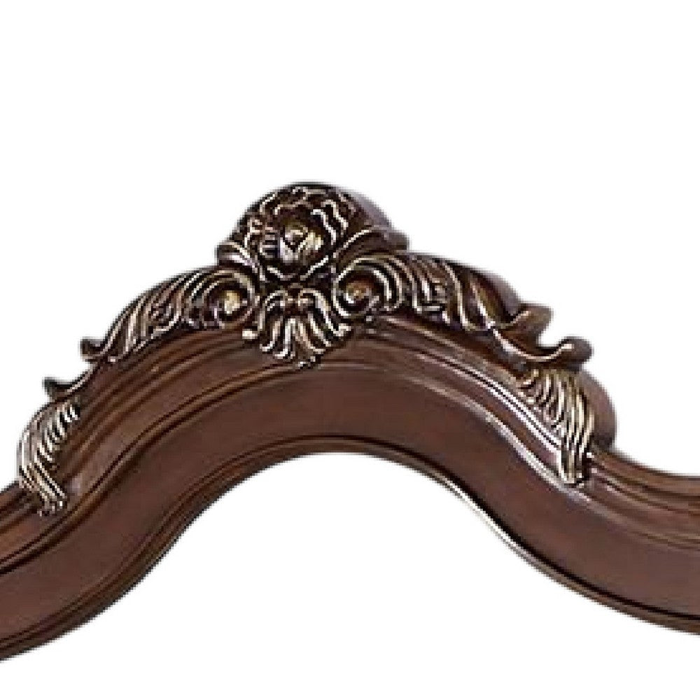 Prio Dresser Mirror Classic Wood Carved Frame Cherry Brown 59 Inch BM332602