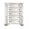 Prio Tall Dresser Chest 5 Drawers Classic Wood Carvings Pearl White BM332603
