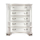 Prio Tall Dresser Chest 5 Drawers Classic Wood Carvings Pearl White BM332603