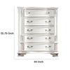 Prio Tall Dresser Chest 5 Drawers Classic Wood Carvings Pearl White BM332603