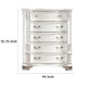 Prio Tall Dresser Chest 5 Drawers Classic Wood Carvings Pearl White BM332603