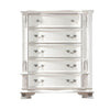 Prio Tall Dresser Chest, 5 Drawers, Classic Wood Carvings, Pearl White
