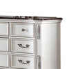 Prio Wide Dresser 11 Drawers Marble Top Carved Pearl White Wood BM332604
