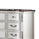 Prio Wide Dresser 11 Drawers Marble Top Carved Pearl White Wood BM332604