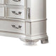 Prio Wide Dresser 11 Drawers Marble Top Carved Pearl White Wood BM332604
