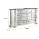 Prio Wide Dresser 11 Drawers Marble Top Carved Pearl White Wood BM332604