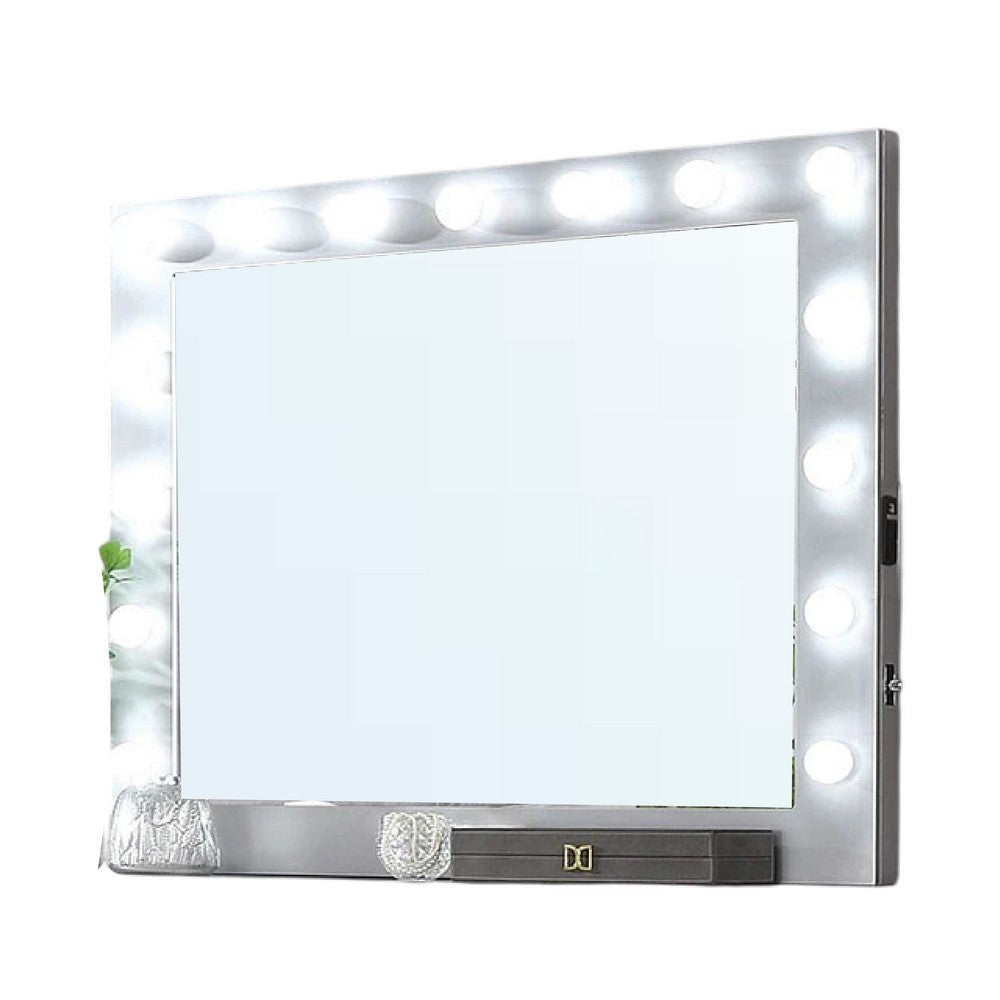 Fery Mirror w Light Bulbs USB and Power Glam Silver 44 Inch BM332606