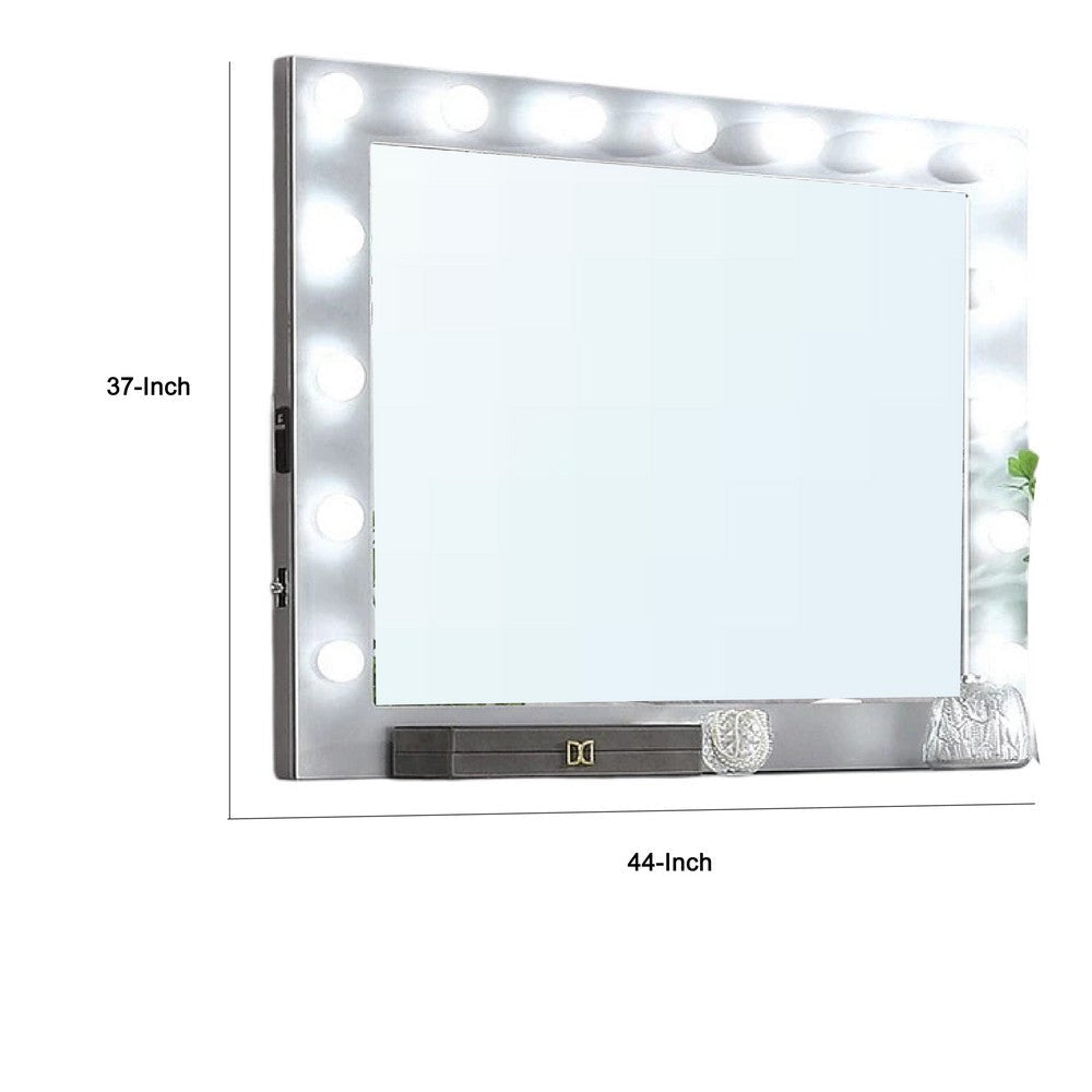 Fery Mirror w Light Bulbs USB and Power Glam Silver 44 Inch BM332606