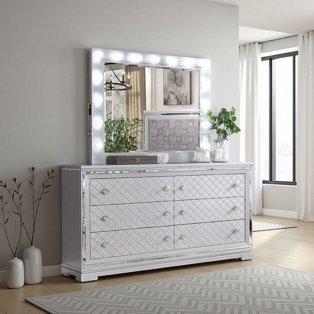 silver glam dresser Castle Place Glam 4 Drawers Wooden Dresser, Silver