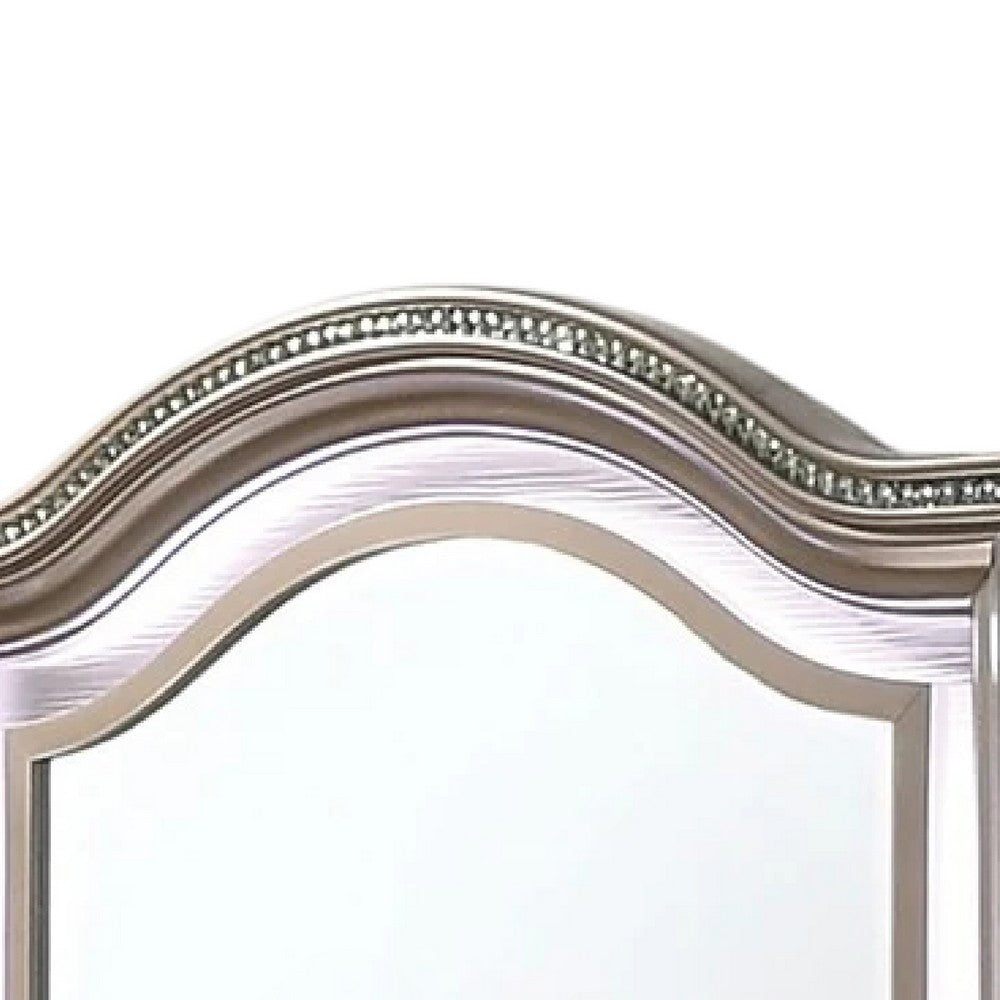 Jisoo Dresser Mirror LED Light Frame 37 Inch Rose Gold Solid Wood BM332610