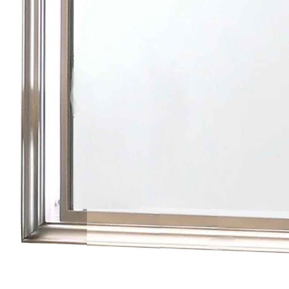 Jisoo Dresser Mirror LED Light Frame 37 Inch Rose Gold Solid Wood BM332610