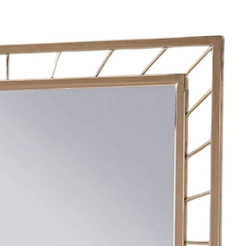Brey Decorative Accent Mirror 39 Inch Glam Gold Plated Metal Frame BM332613