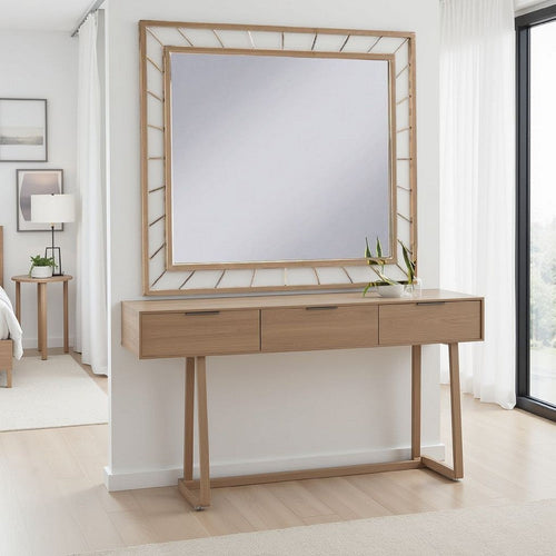 Brey Decorative Accent Mirror, 39 Inch Glam Gold Plated Metal Frame