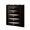 Simo Tall Dresser Chest 5 Drawers Chrome Handles Modern Black Wood BM332614
