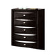 Simo Tall Dresser Chest 5 Drawers Chrome Handles Modern Black Wood BM332614