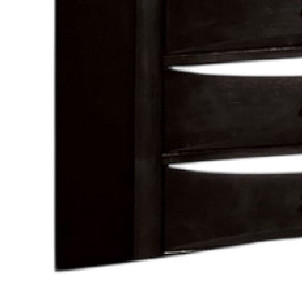 Simo Tall Dresser Chest 5 Drawers Chrome Handles Modern Black Wood BM332614