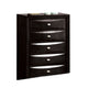 Simo Tall Dresser Chest, 5 Drawers, Chrome Handles, Modern Black Wood