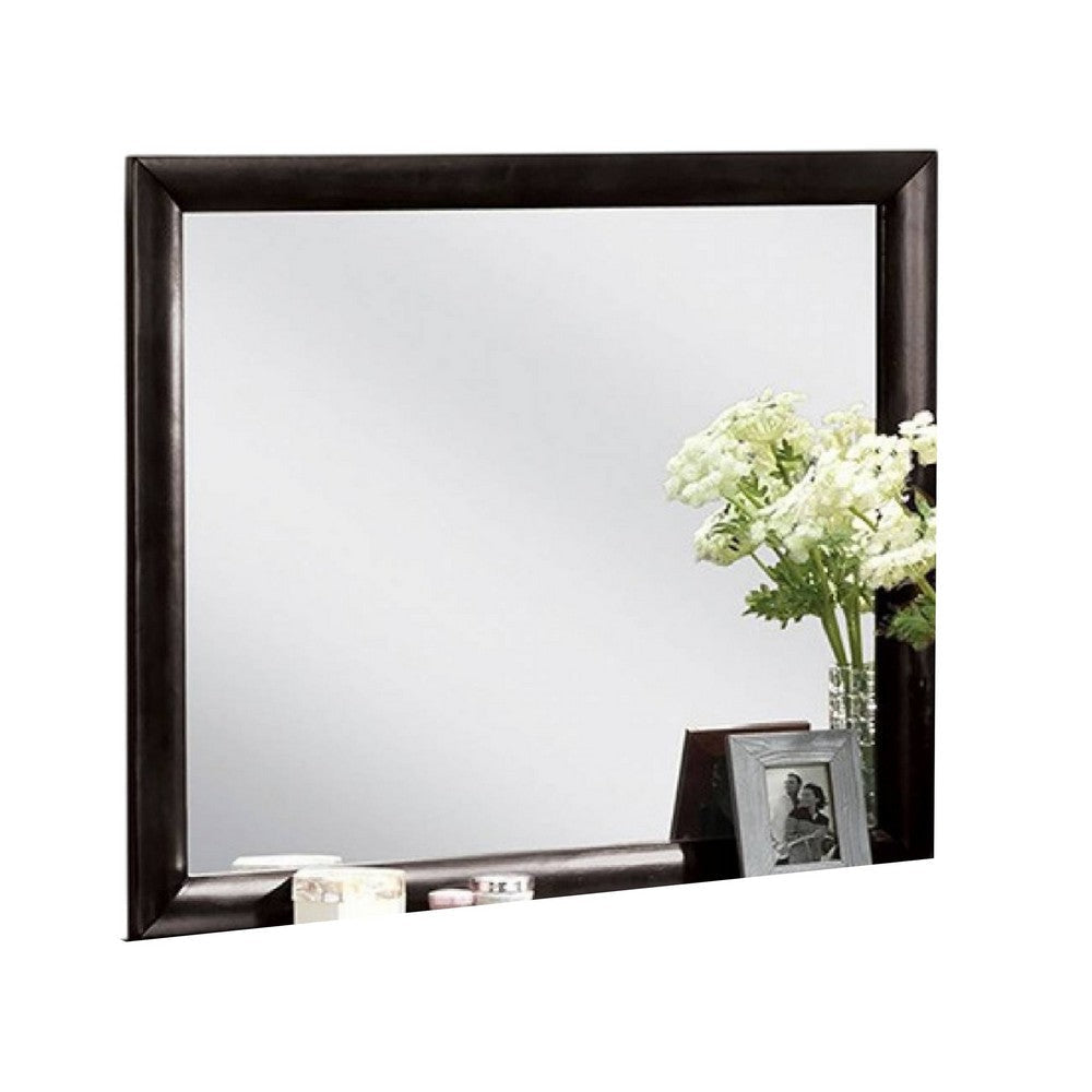 Simo Dresser Vanity Mirror 40 Inch Modern Black Solid Wood Frame BM332615