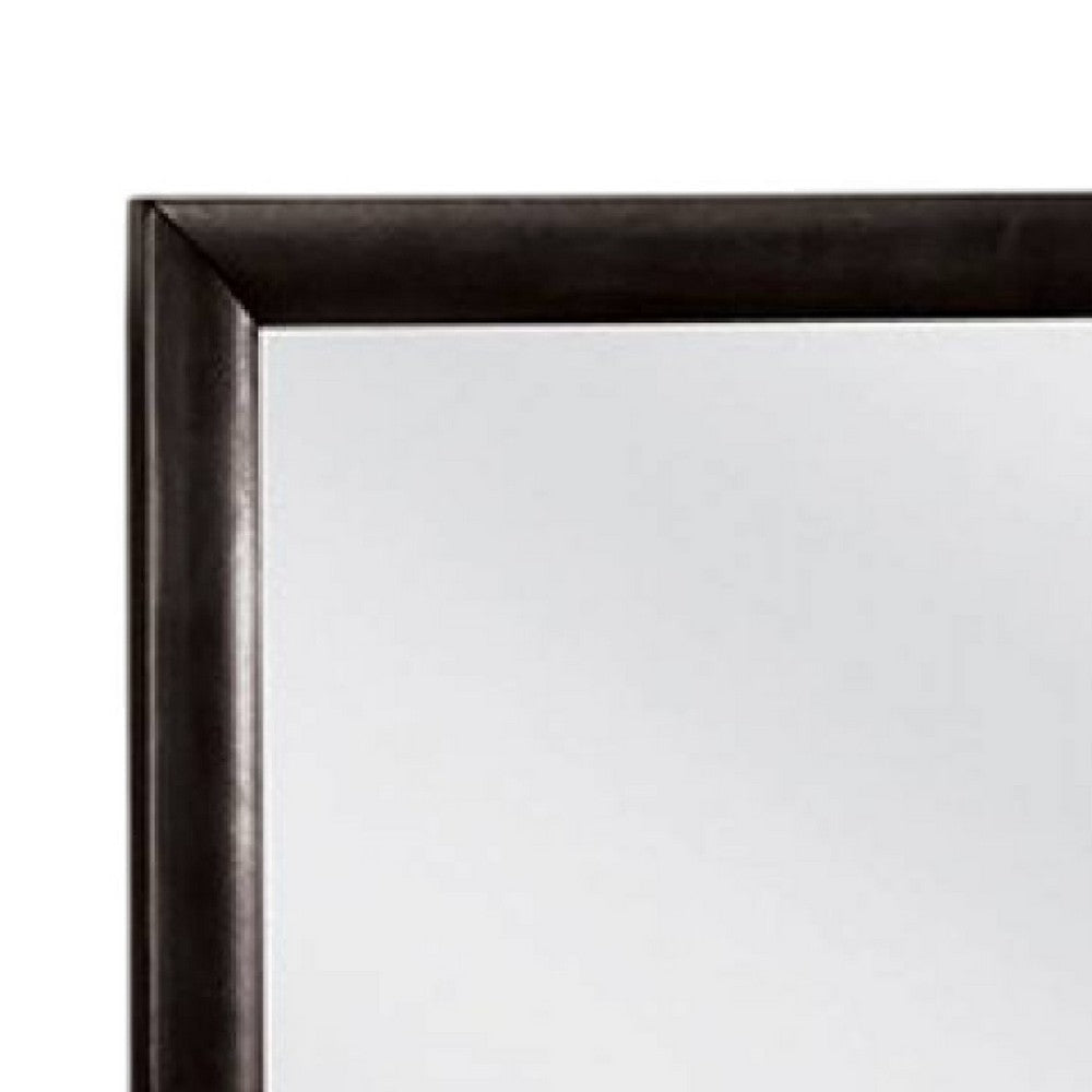 Simo Dresser Vanity Mirror 40 Inch Modern Black Solid Wood Frame BM332615