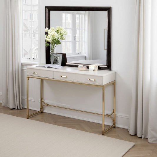 Simo Dresser Vanity Mirror, 40 Inch Modern Black Solid Wood Frame