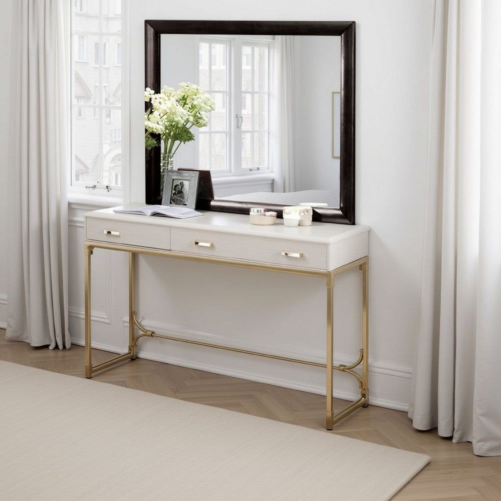 Simo Dresser Vanity Mirror, 40 Inch Modern Black Solid Wood Frame