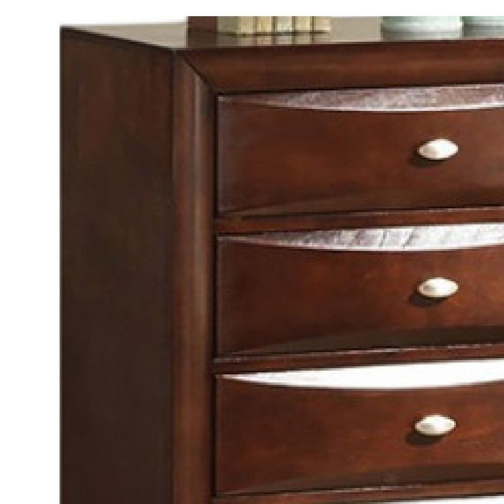 Simo Tall Dresser Chest 5 Drawers Chrome Handles Modern Cherry Brown BM332616