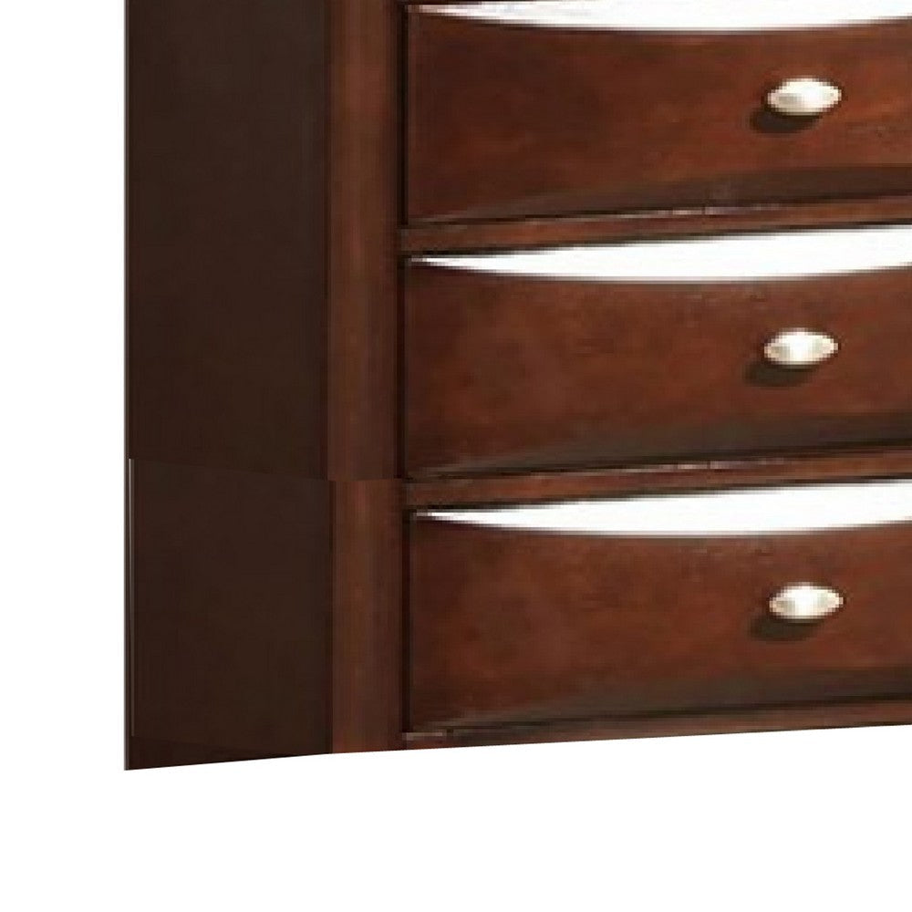 Simo Tall Dresser Chest 5 Drawers Chrome Handles Modern Cherry Brown BM332616