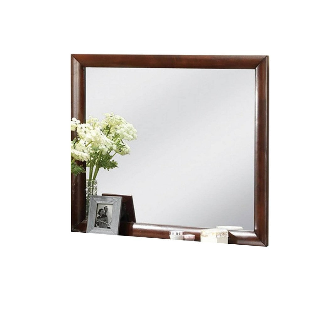 Simo Dresser Vanity Mirror 40 Inch Dark Cherry Brown Solid Wood BM332617