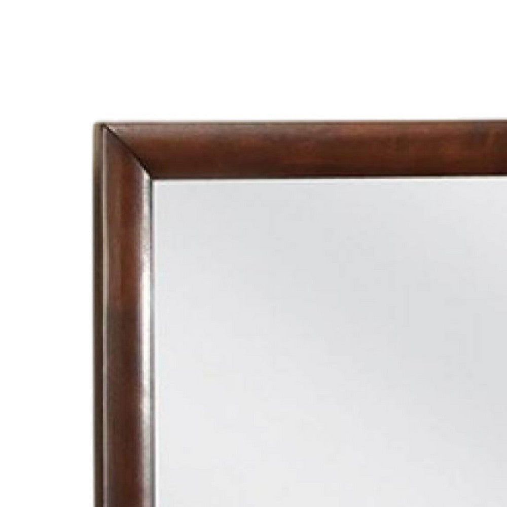 Simo Dresser Vanity Mirror 40 Inch Dark Cherry Brown Solid Wood BM332617